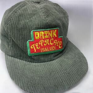 WELD MFG Custom Patch Drink Tepache Corduroy Hat Green Adjustable Strapback Cap